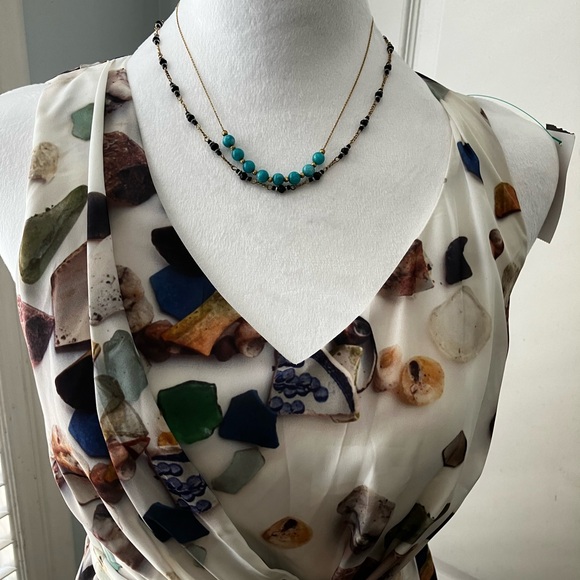 Elegant Costal vibe Multicolor Sleeveless very elegant waistband. Vintage dress - Picture 14 of 14